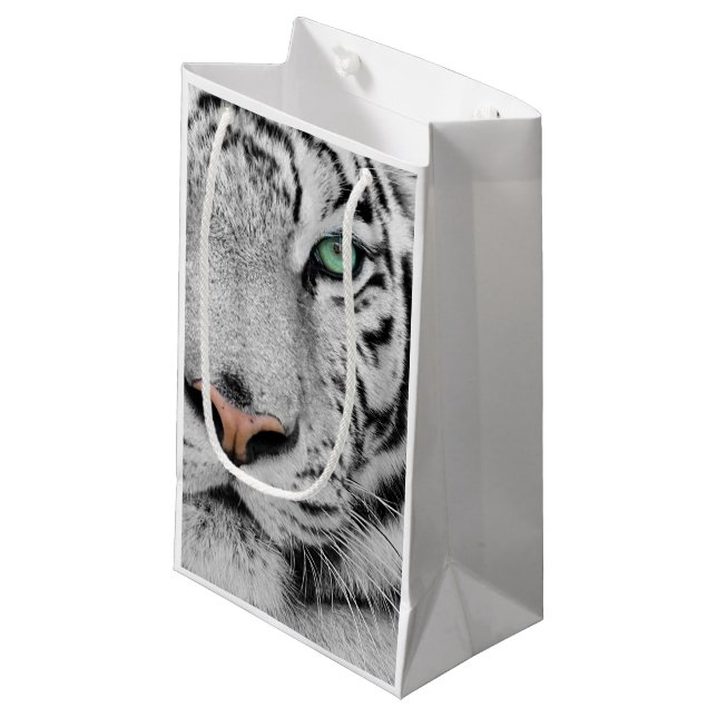Petit Sac Cadeau Tigre blanc (Devant Angle)