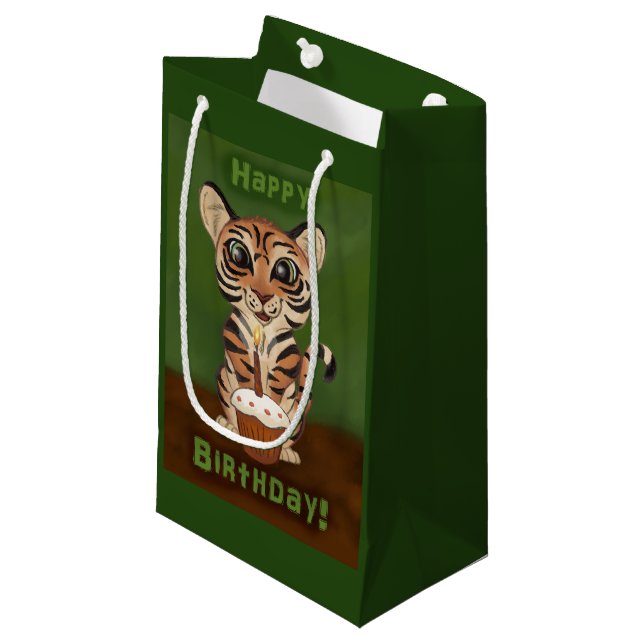 Petit Sac Cadeau Tigre d'anniversaire (Devant Angle)
