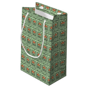 Petit Sac Cadeau Timbres nostalgiques verts