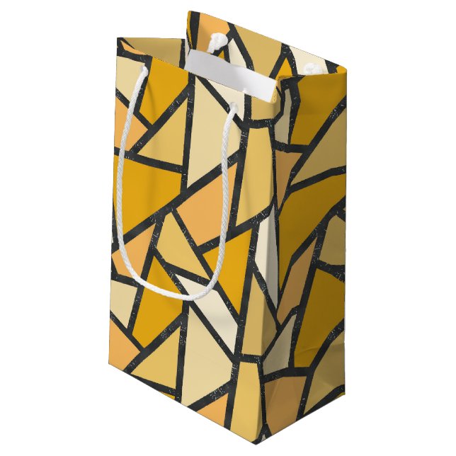 Petit Sac Cadeau Tons de motif en vitrail jaune (Dos Angle)