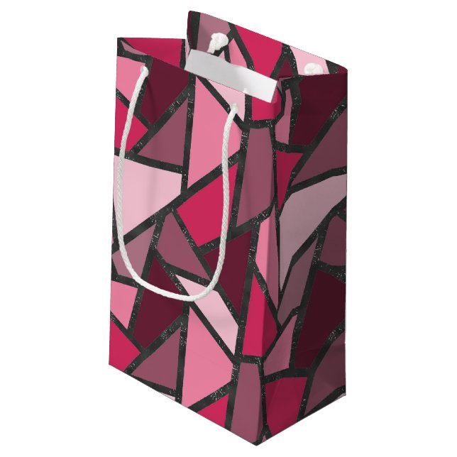 Petit Sac Cadeau Tons de motif en vitrail rose (Dos Angle)