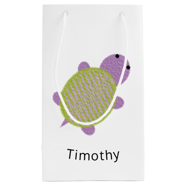 Petit Sac Cadeau Tortue violette et verte (Dos)