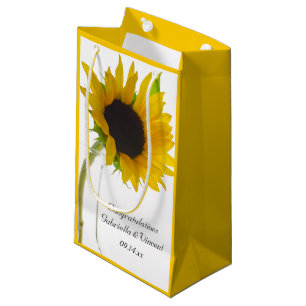 Petit Sac Cadeau Tournesol sur le Mariage blanc félicitations