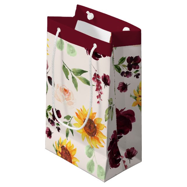 Petit Sac Cadeau Tournesols d'automne et Fête des mariées Rose de B (Devant Angle)