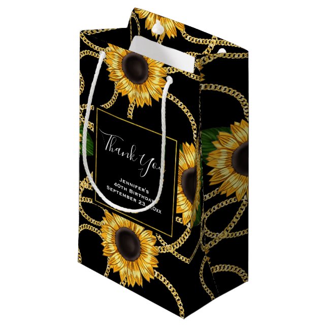 Petit Sac Cadeau Tournesols Jaunes Classiques Merci Motif élégant (Devant Angle)