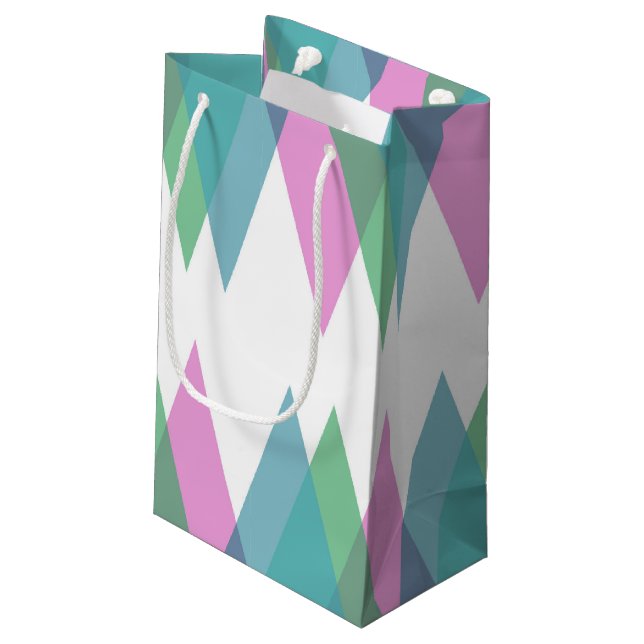 Petit Sac Cadeau Triangles roses et verts (Dos Angle)