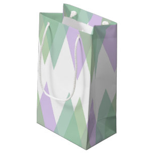 Petit Sac Cadeau Triangles vert et lilas