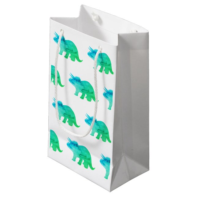 Petit Sac Cadeau Tricertops Dinosaur Peinture Motif Neon (Devant Angle)