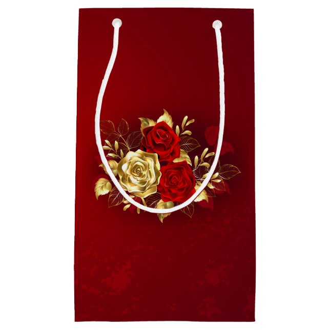 Petit Sac Cadeau Trois Roses de bijoux (Devant)