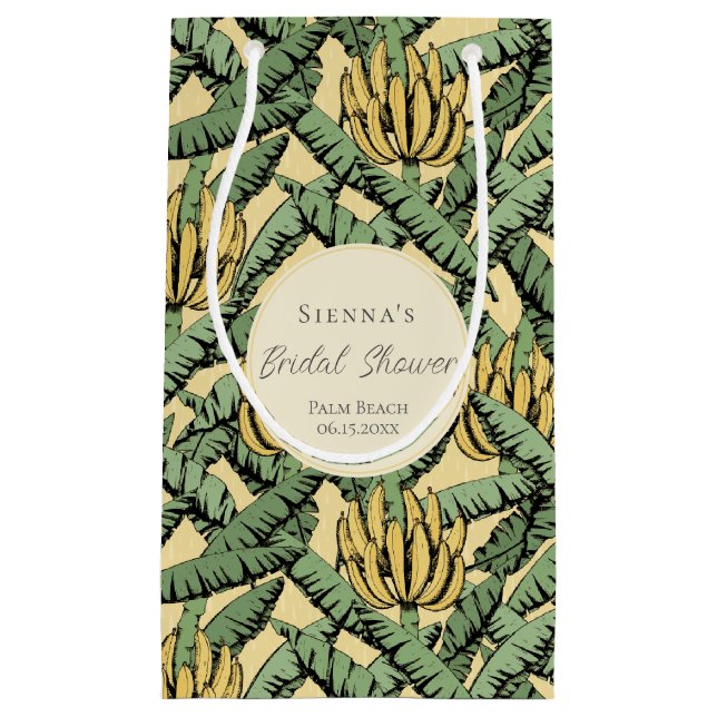 Petit Sac Cadeau Tropical Feuilles de Banane Jaune Enterrement de V (Devant)