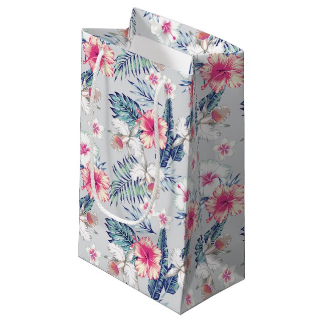 Petit Sac Cadeau Tropical Orchid Floral (Devant Angle)