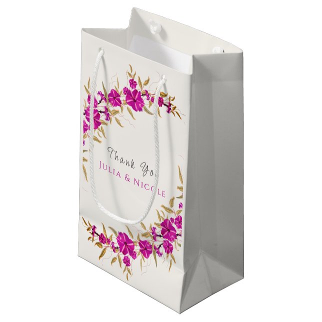 Petit Sac Cadeau Trumpet sauvage violet Vin Fleur Jardin Mariage (Devant Angle)