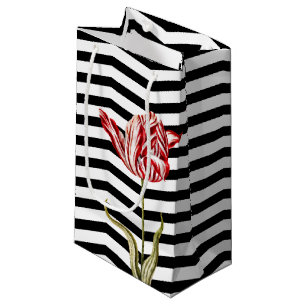 Petit Sac Cadeau Tulip Botanique Chevron Stripe Motif