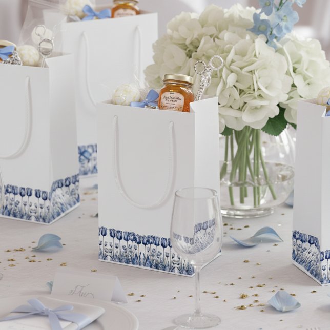 Petit Sac Cadeau Tulipes en bleu Delft (Créateur téléchargé)
