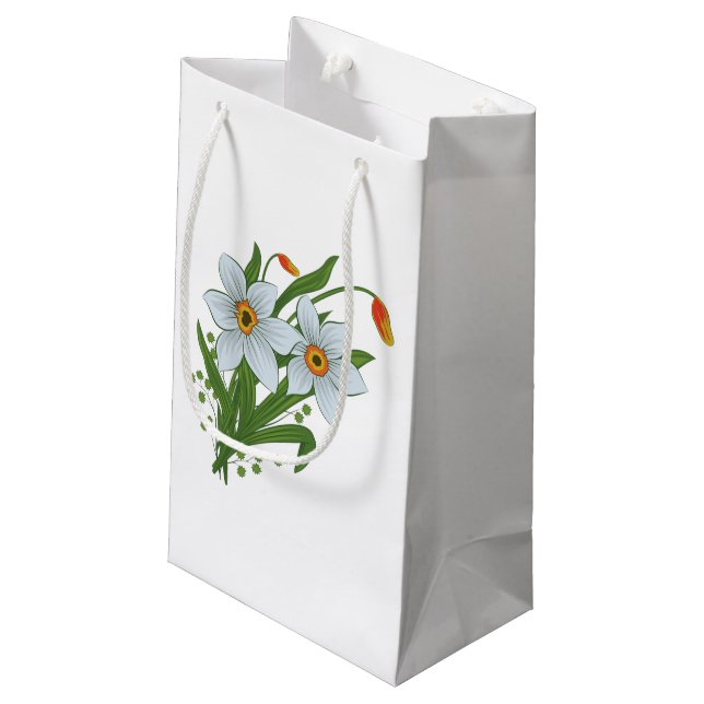Petit Sac Cadeau Tulipes et jonquilles Fleurs (Dos Angle)