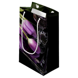 Petit Sac Cadeau Tulipes pourpres et vin