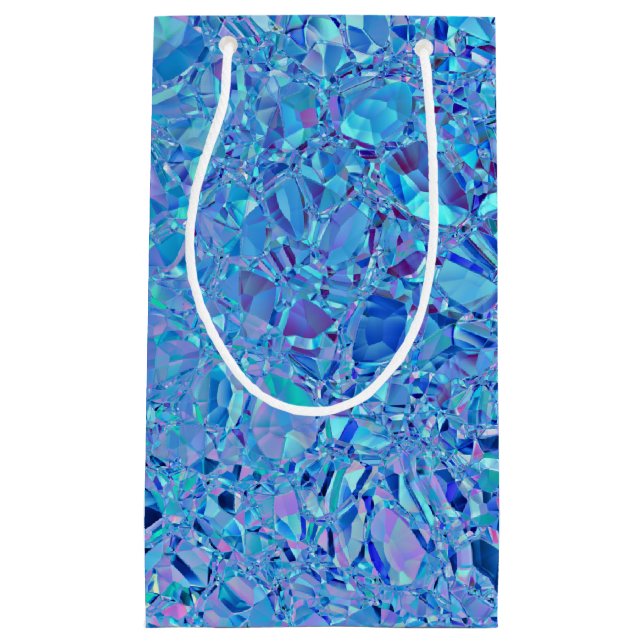 Petit Sac Cadeau Turquoise et bleu cristal Abstrait (Devant)