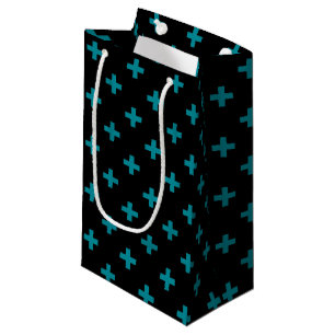 Petit Sac Cadeau Turquoise polka croise sur noir