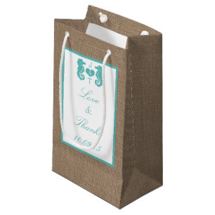 Petit Sac Cadeau Turquoise Seahorse Burlap Beach Wedding Collection