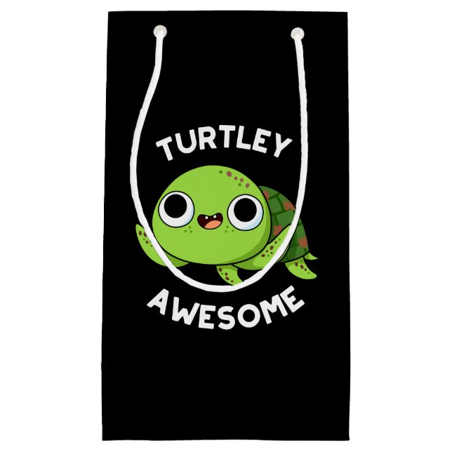 Petit Sac Cadeau Turtley Awesome Funky Turtle Pun Dark BG (Devant)
