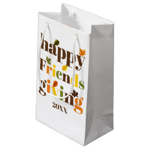 Petit Sac Cadeau Typographie colorée, feuilles d'automne Friendsgiv