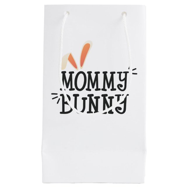 Petit Sac Cadeau Typographie de Pâques de lapin de maman simple | S (Devant)