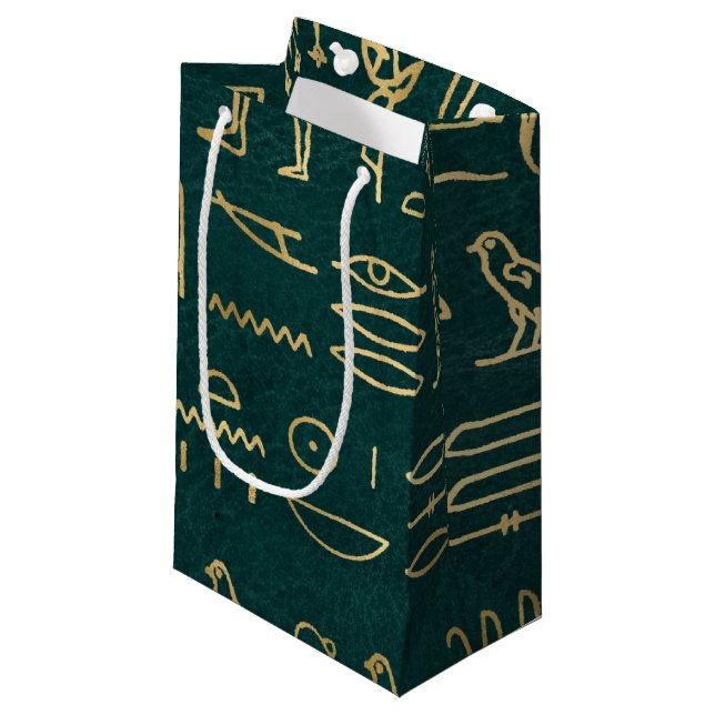 Petit Sac Cadeau Typographie hiéroglyphes égyptiens dorés Egypte (Devant Angle)