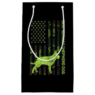 Petit Sac Cadeau Un berger allemand en détresse Drapeau américain C