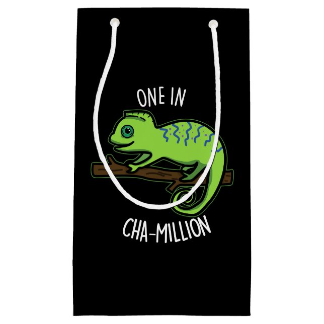 Petit Sac Cadeau Un Dans Cha Million Funny Chameleon Pun Dark BG (Devant)