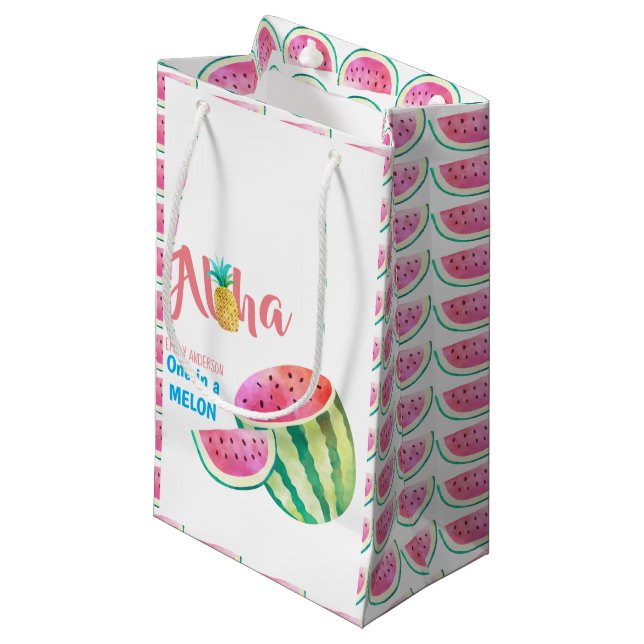 Petit Sac Cadeau Un dans un Melon Tropical Watermelon Rose (Devant Angle)