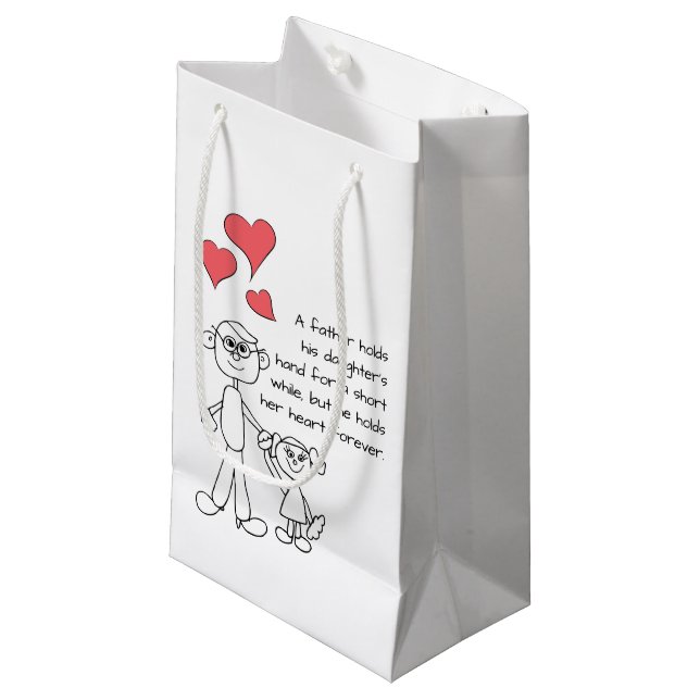 Petit Sac Cadeau Un père tient la main de sa fille (Devant Angle)