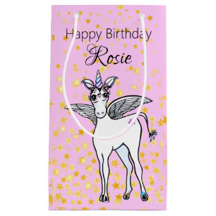 Petit Sac Cadeau Unicorne à ailes magiques aux accents d'étoiles do