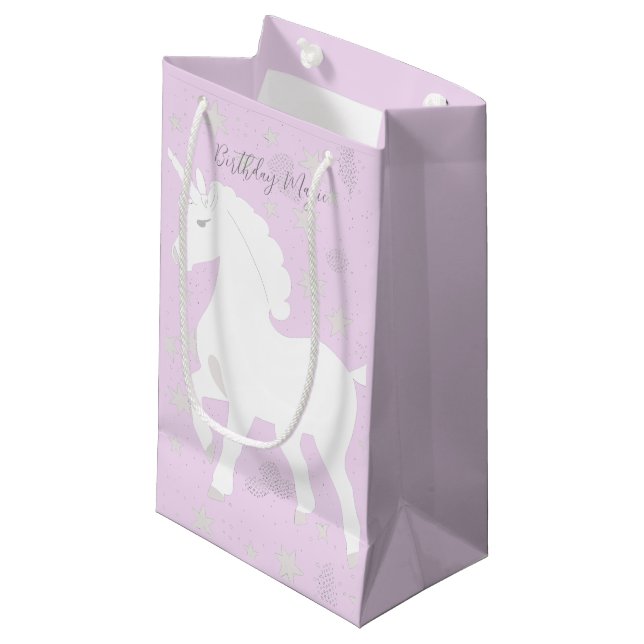 Petit Sac Cadeau Unicorne et étoiles (Devant Angle)