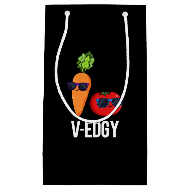 Petit Sac Cadeau V-Edgy Funny Veggie Pun Dark BG (Devant)