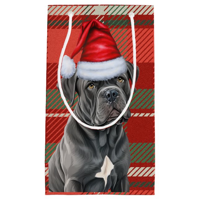 Petit Sac Cadeau Vacances Cane Corso Festive Vacances Jeu de Noël (Devant)