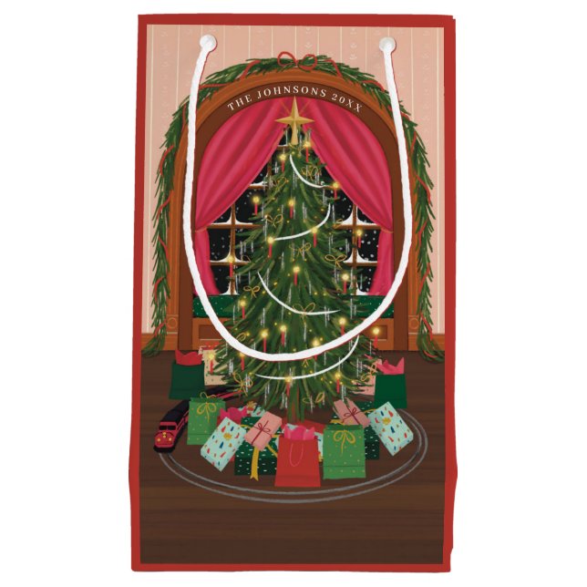 Petit Sac Cadeau Vacances de Noël victorienne (Devant)