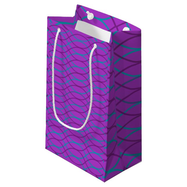 Petit Sac Cadeau Vagues violettes (Devant Angle)