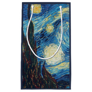 Petit Sac Cadeau Van Gogh Nuit étoilée Vintage Bleu Chef-d'œuvre