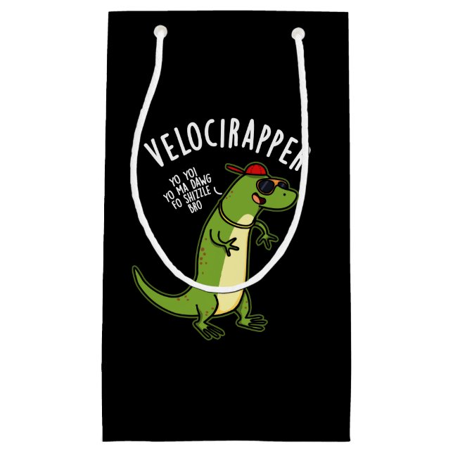 Petit Sac Cadeau Veloci rapper Dinosaure Drôle Pun Dark BG (Devant)