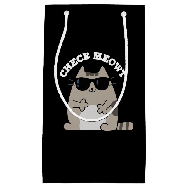 Petit Sac Cadeau Vérifier Meowt Funny Cool Chat Pun Dark BG (Devant)