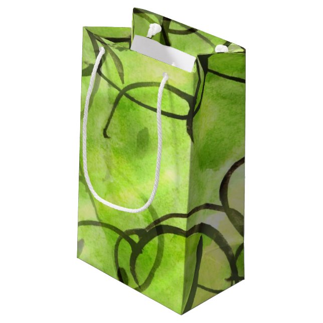 Petit Sac Cadeau vert d'arrière - plan de peinture de main (Dos Angle)