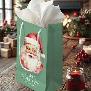 Petit Sac Cadeau Vert Père Noël Noël Vintage Rétro