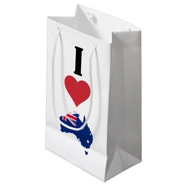 Petit Sac Cadeau Vertical I Love Australia / I Heart Australia (Devant Angle)