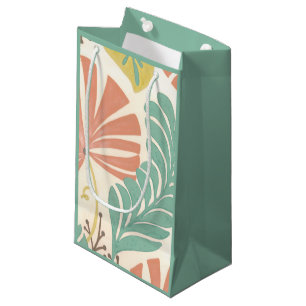 Petit Sac Cadeau Vignes et feuille floraux en pastel sur l'arrière