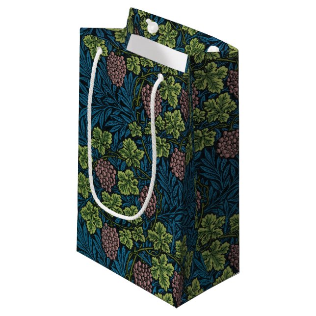 Petit Sac Cadeau Vin Motif, William Morris (Devant Angle)