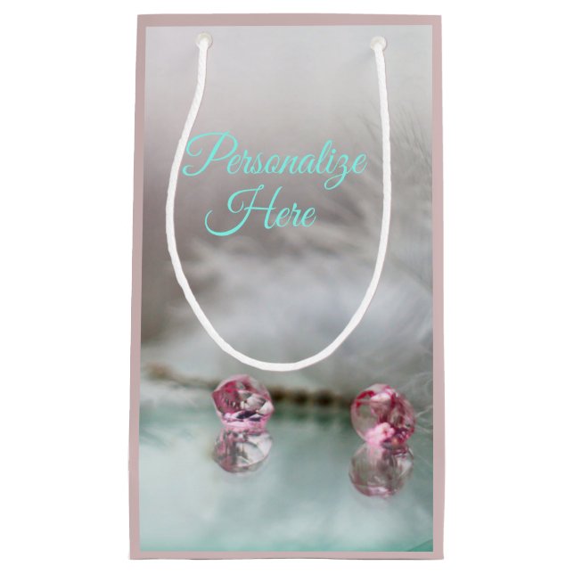 Petit Sac Cadeau Vintage coiffeuse gris rose turquoise (Devant)