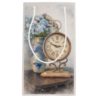Petit Sac Cadeau Vintage Floral Clock Gift Bag – Cottage Core Style
