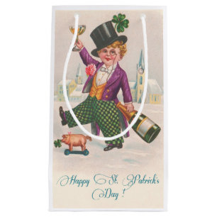 Petit Sac Cadeau Vintage Happy Jour de la Saint Patrick Shamrock Ch