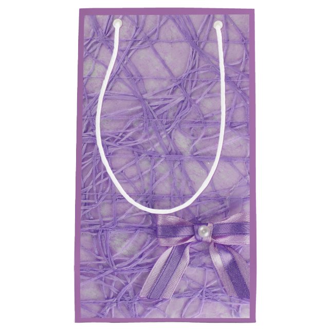 Petit sac cadeau violet abstrait motif et arc (Devant)