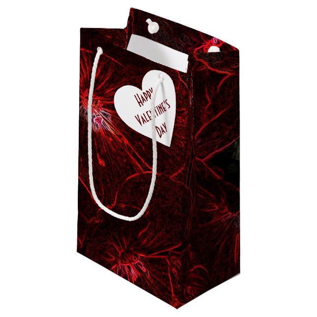 Petit Sac Cadeau Violettes Rouge Néon (Devant Angle)